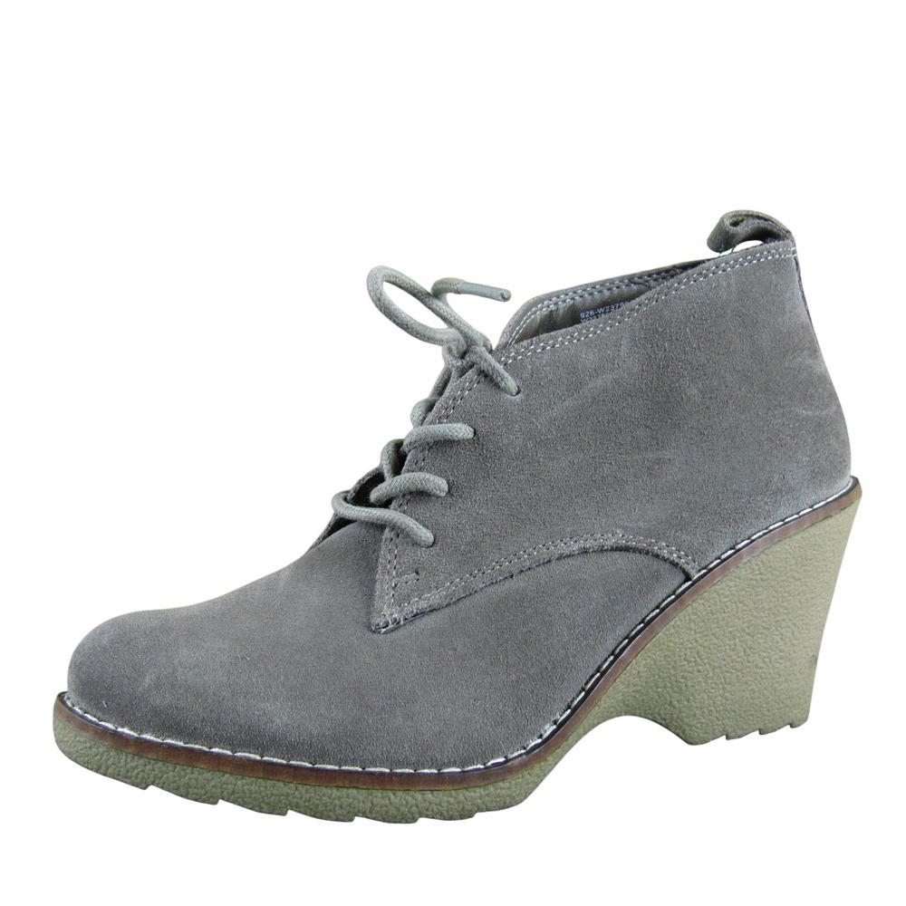 White Mountain Lambert Women 9 Taupe‎ Suede Lace Up Wedge Booties Comfort